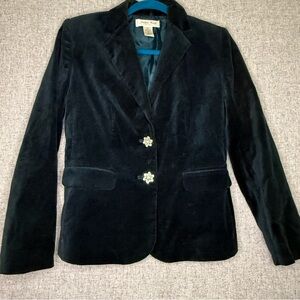 Elegant Dark Green Velvet Blazer